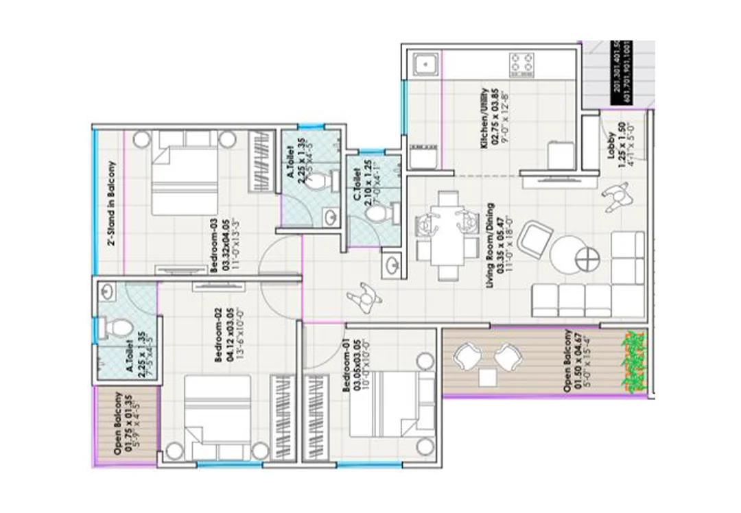 Santiago Uptown 3 BHK
